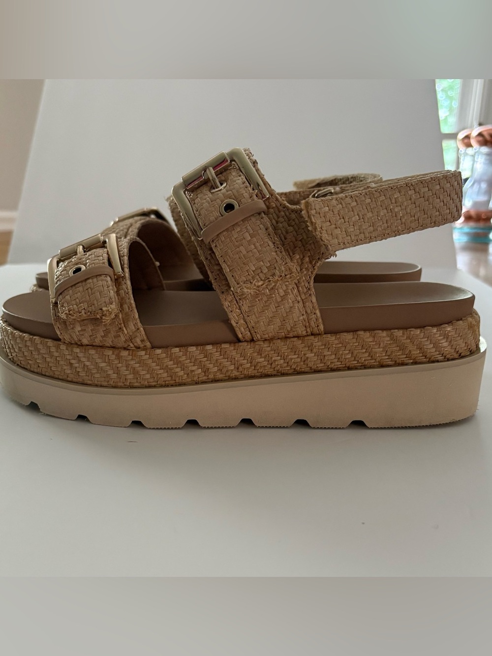 Madden Girl Tan Platform Sandal with Buckle Straps